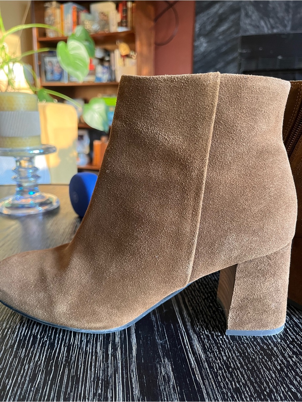 gentle souls Brown Suede Block Heel Ankle Boots